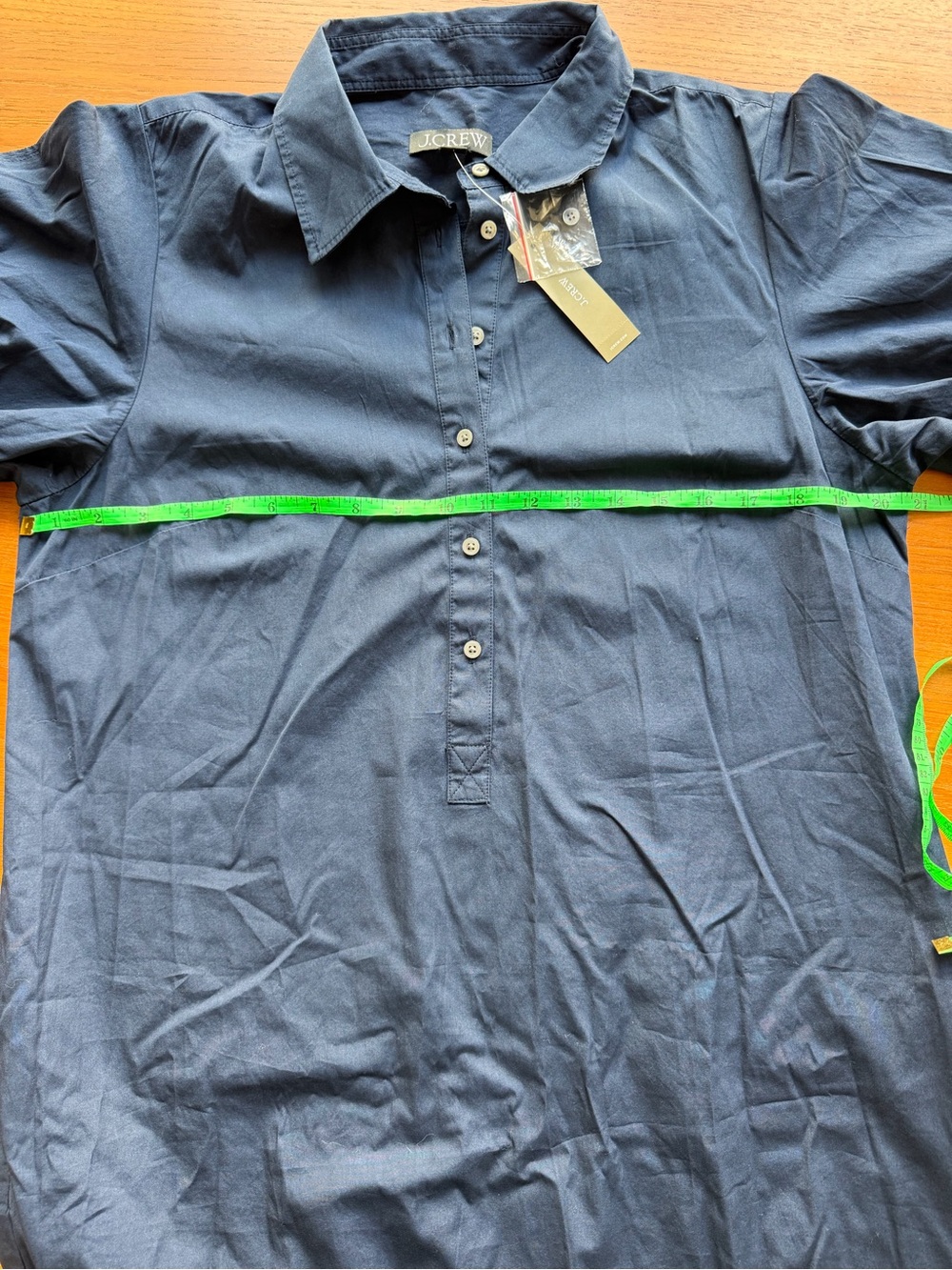 J. Crew A-line Button up Poplin Short-Sleeve Shirt Dress with Embroidered Hem - Picture 7 of 7